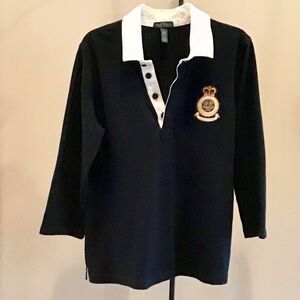 Ralph Lauren Black Polo with White Collar